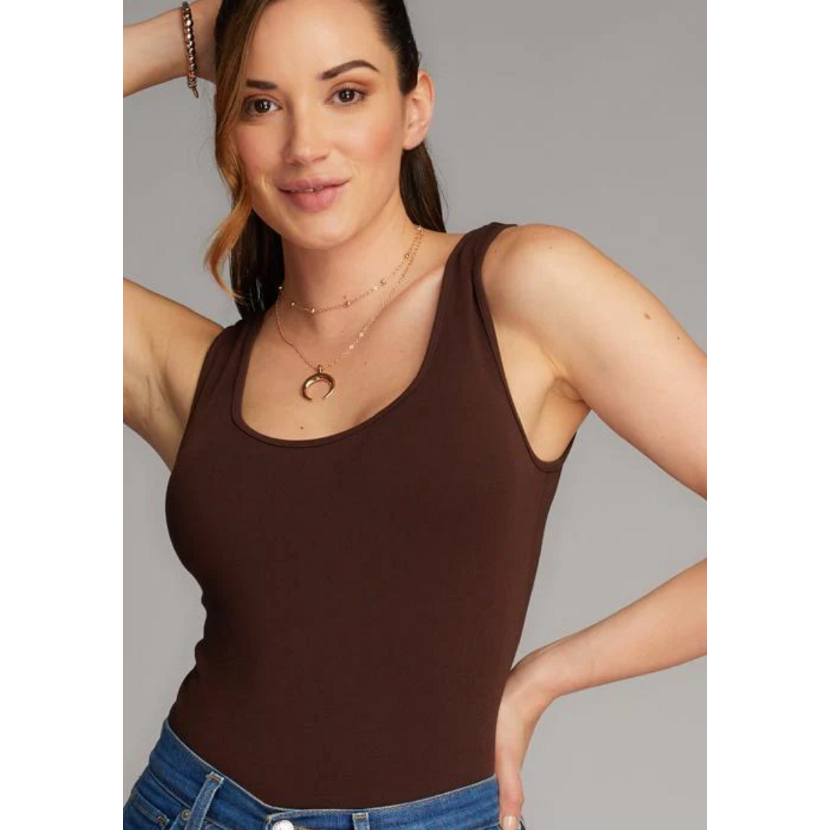 C'est Moi Bamboo Double Scoop Tank Top
