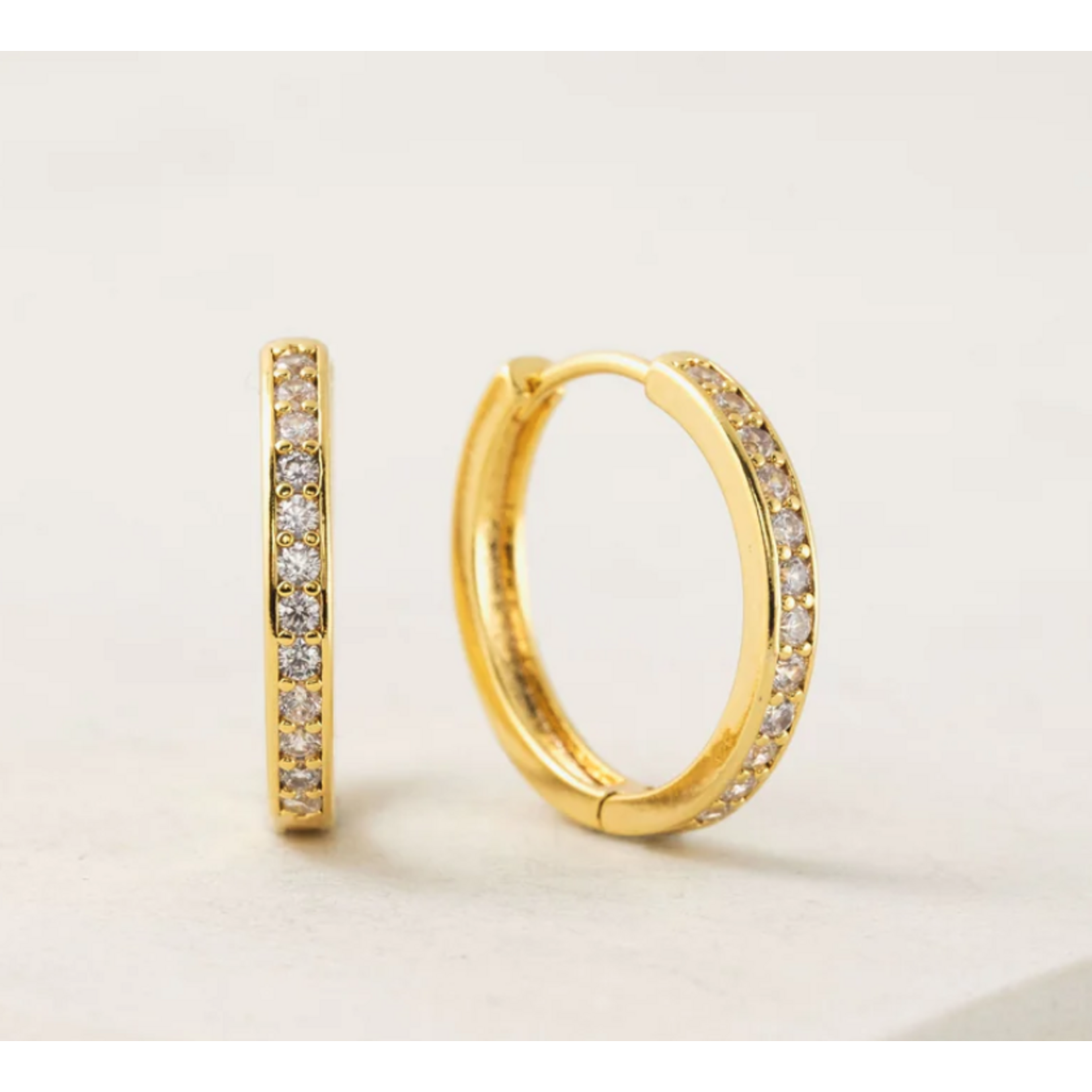 Lover's Tempo Evie Huggie Hoop Earrings 20mm Gold CZ Waterproof
