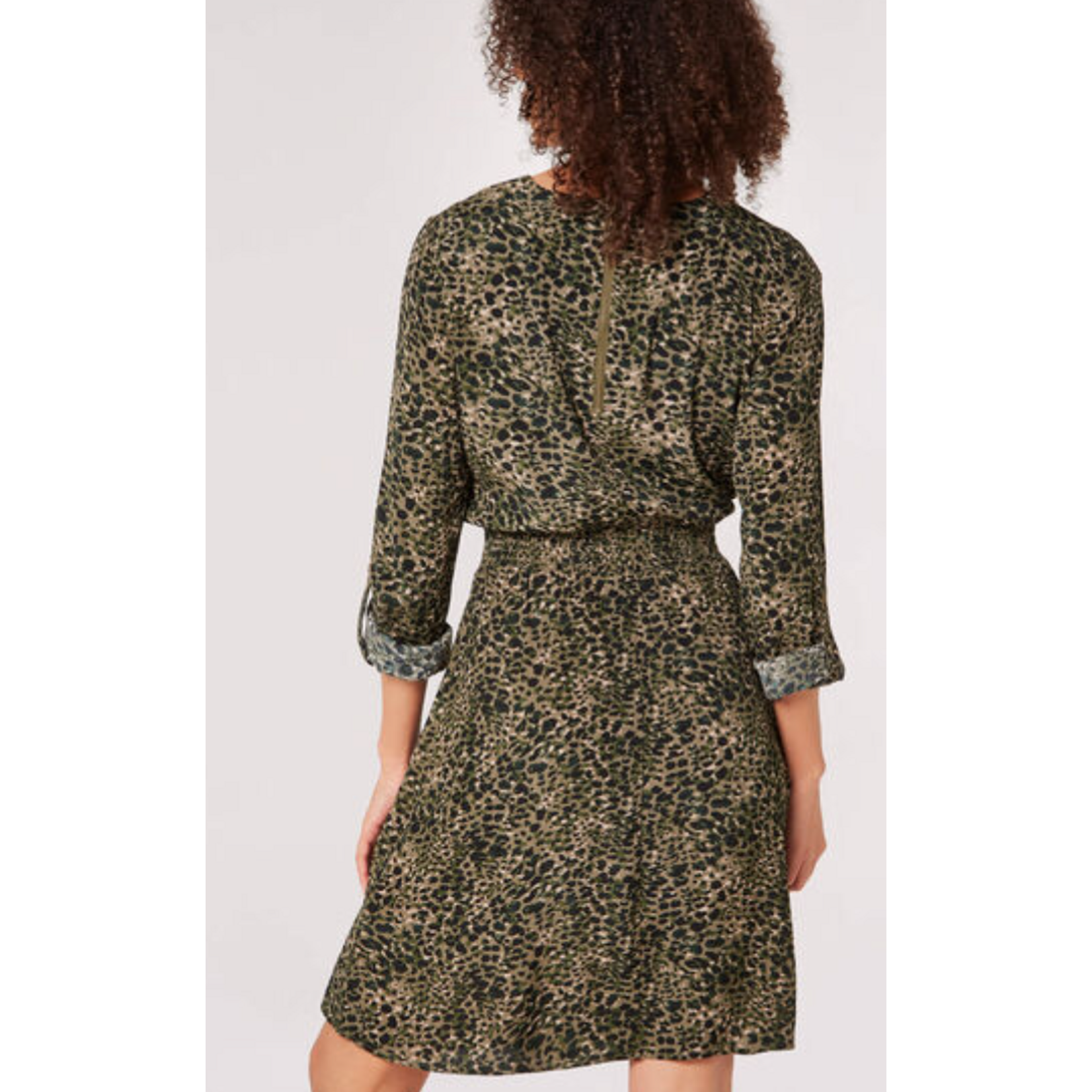 Apricot Clothing Animal Print Smock Waist Dress