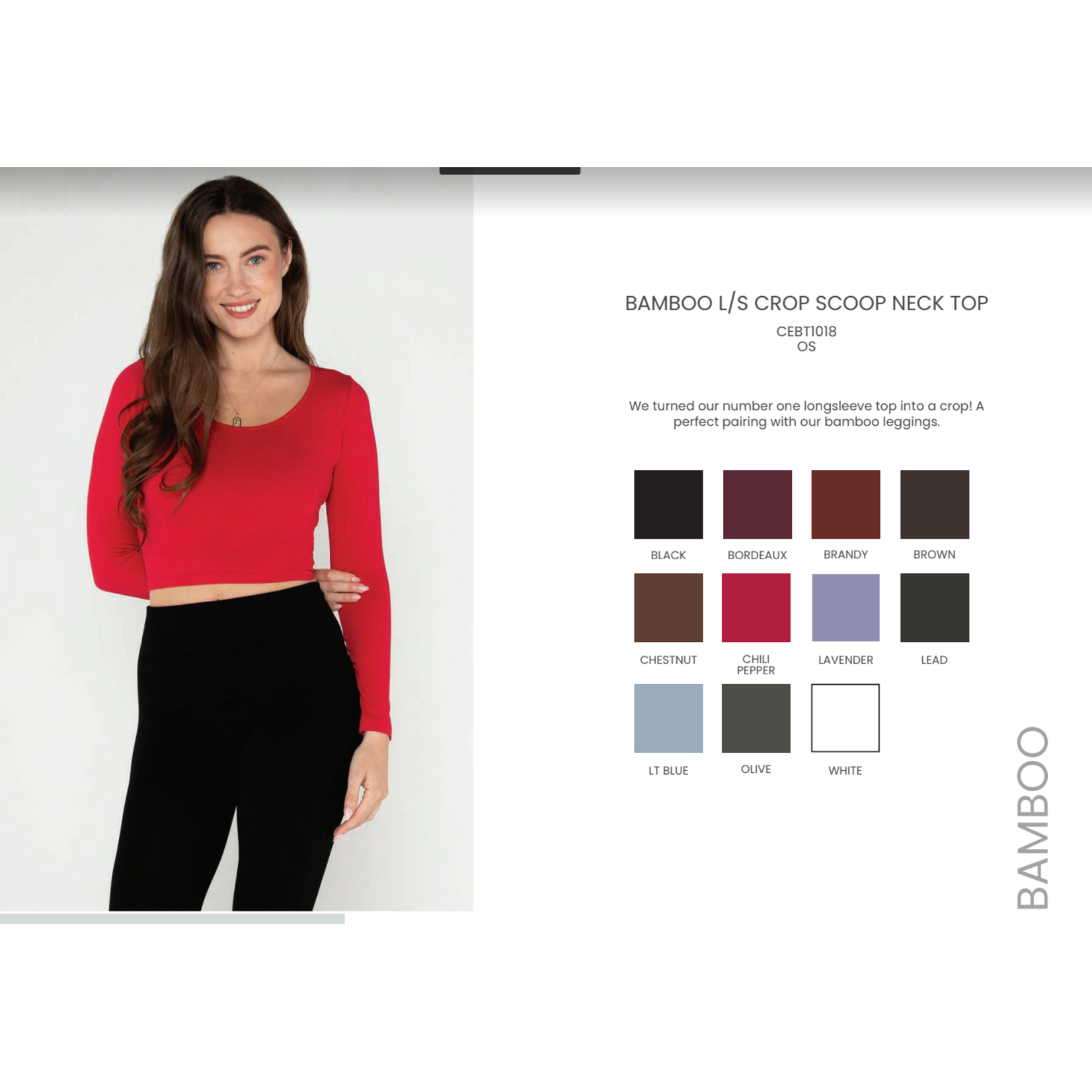 C'est Moi Bamboo Longsleeve Crop Scoop Neck Top - Assorted