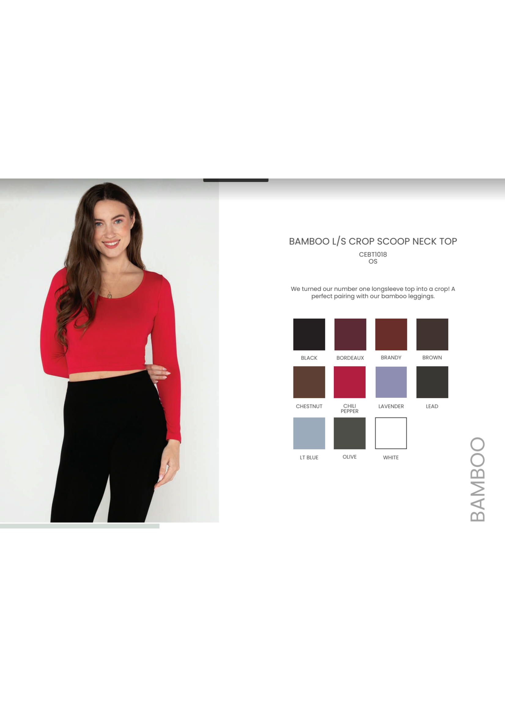 C'est Moi Bamboo Longsleeve Crop Scoop Neck Top - Assorted