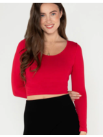 C'est Moi BAMBOO LONGSLEEVE CROP SCOOP NECK TOP- asst