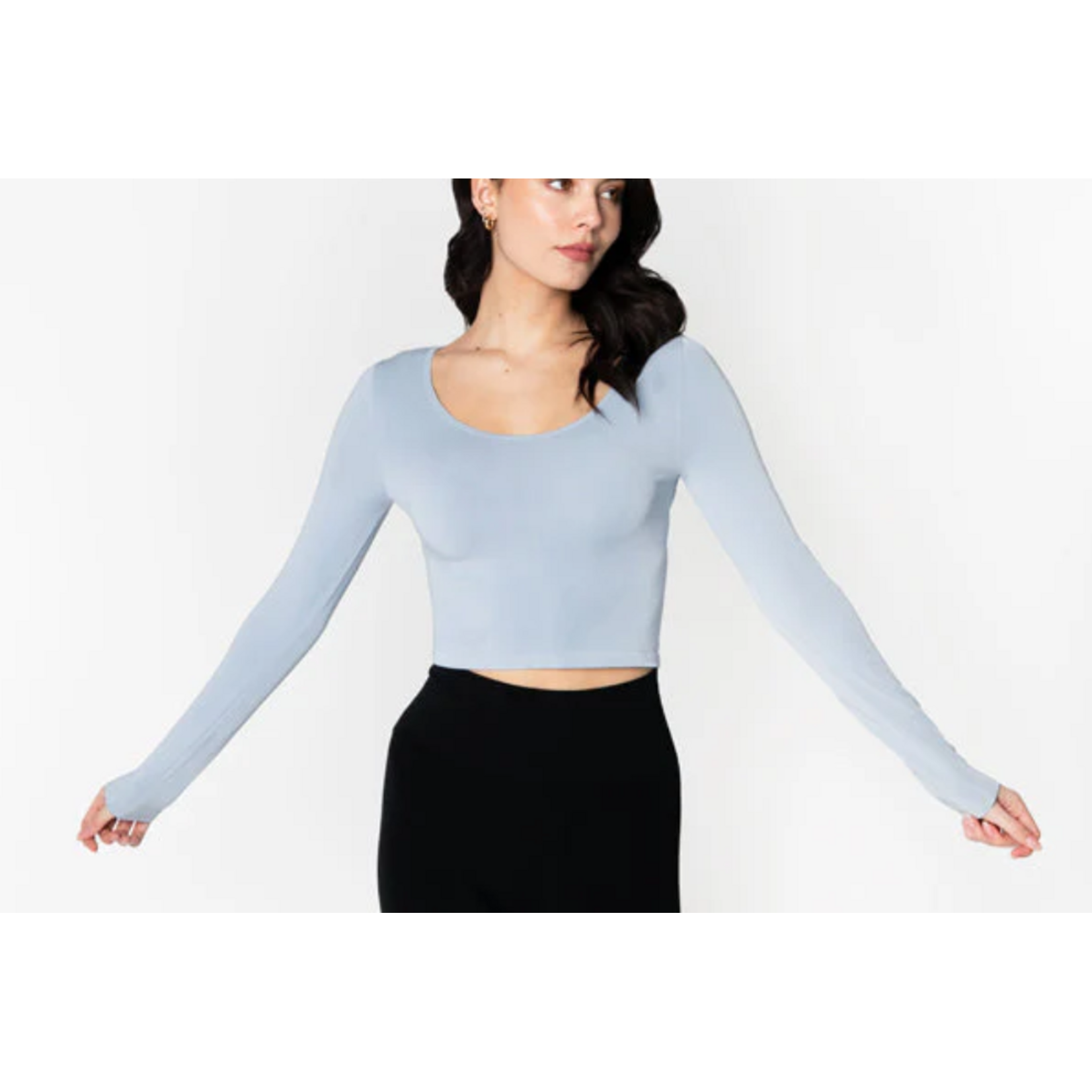 C'est Moi Bamboo Longsleeve Crop Scoop Neck Top - Assorted