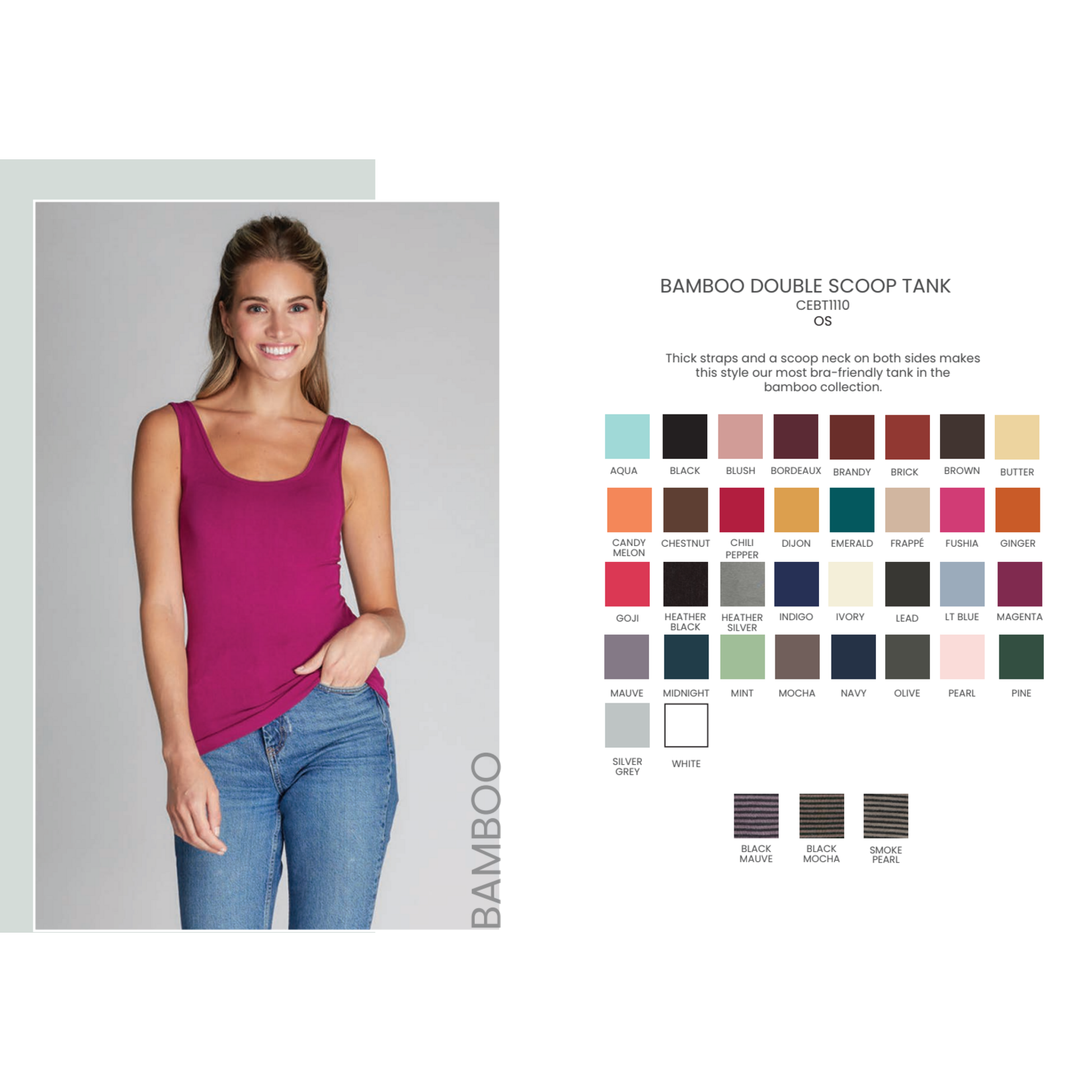 C'est Moi Bamboo Double Scoop Tank Top