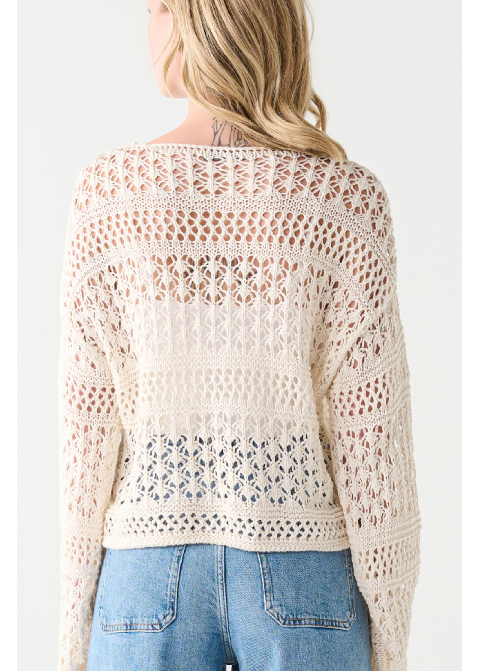 Dex Clothing LACE UP CROCHET SWEATER