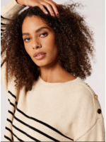 APRICOT COLLECTIONS 830547-STRIPE CROP SWEATER