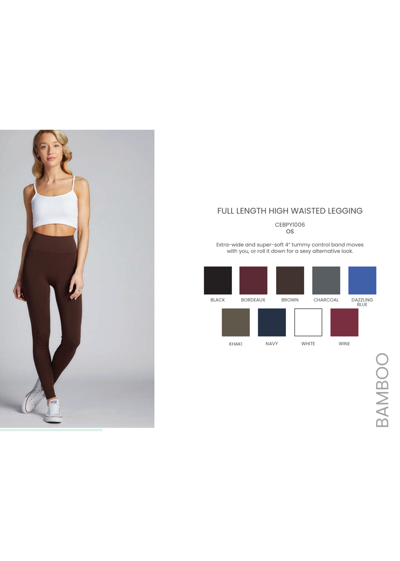 C'est Moi BAMBOO FULL LENGTH, HIGH WAIST LEGGING-BAMBOO-ONE SIZE