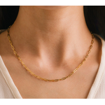 Lover's Tempo Paperclip Necklace 18-20" - 18K Gold/Stainless PVD, Waterproof, Tarnishproof