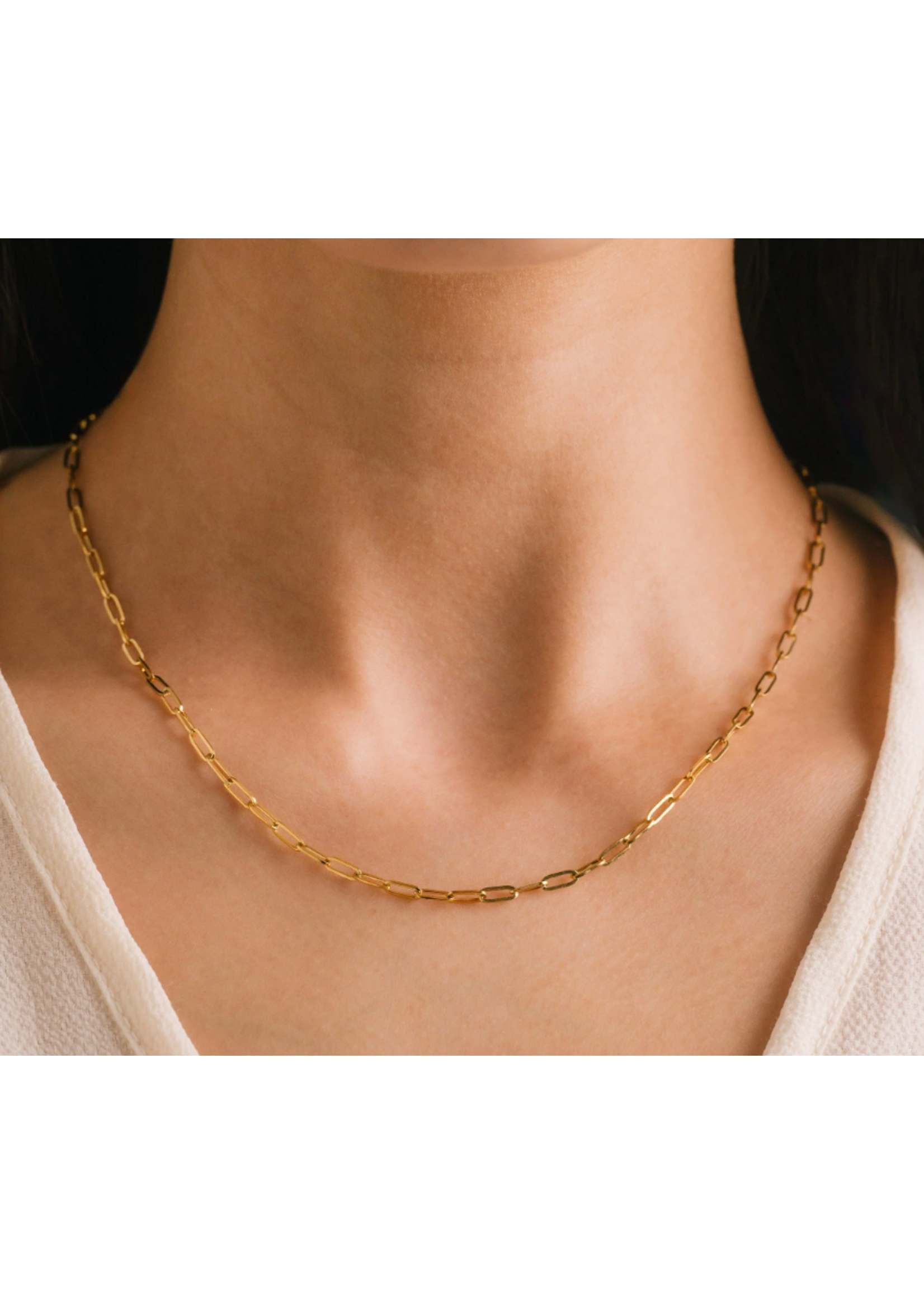 Lover's Tempo Paperclip Necklace 18-20" - 18K Gold/Stainless PVD, Waterproof, Tarnishproof