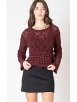 Dex Clothing Open Stitch Wavy Hem Sweater