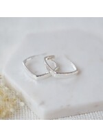 Glee Tetra Square Hammered Hoop Earring - Sterling Plated