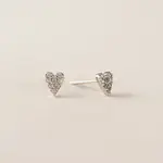 Lover's Tempo Flutter Heart Stud Earrings - Sterling Silver Post, CZ