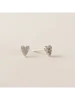 Lover's Tempo FLUTTER HEART STUD EARRINGS - STERLING SILVER POST, CUBIC ZIRCONIA