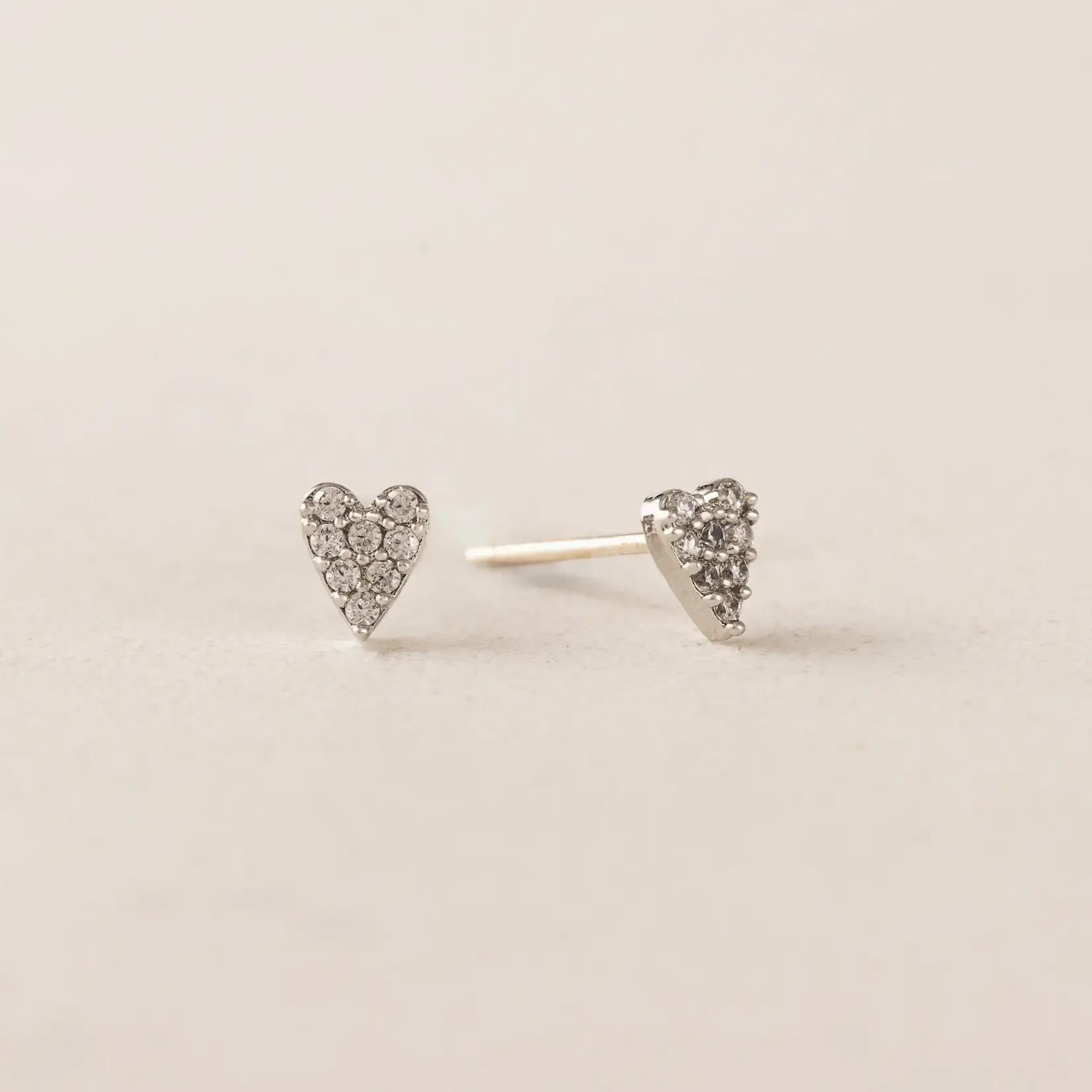 Lover's Tempo Flutter Heart Stud Earrings - Sterling Silver Post, CZ
