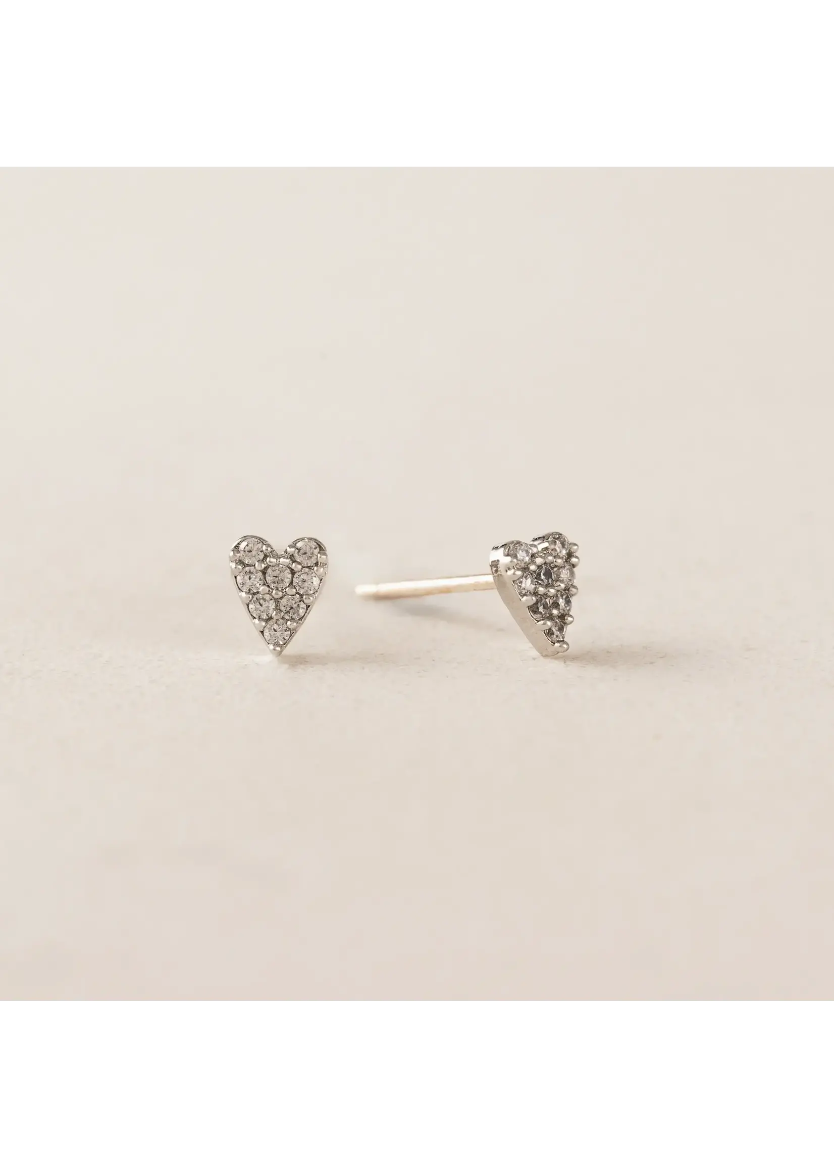 Lover's Tempo FLUTTER HEART STUD EARRINGS - STERLING SILVER POST, CUBIC ZIRCONIA