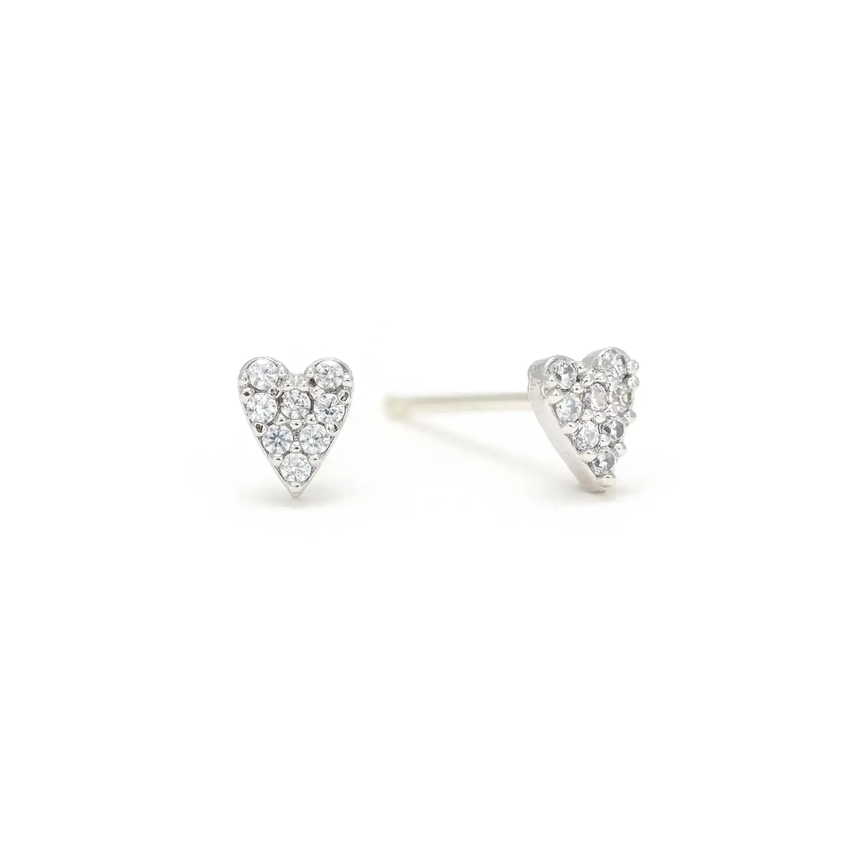 Lover's Tempo Flutter Heart Stud Earrings - Sterling Silver Post, CZ