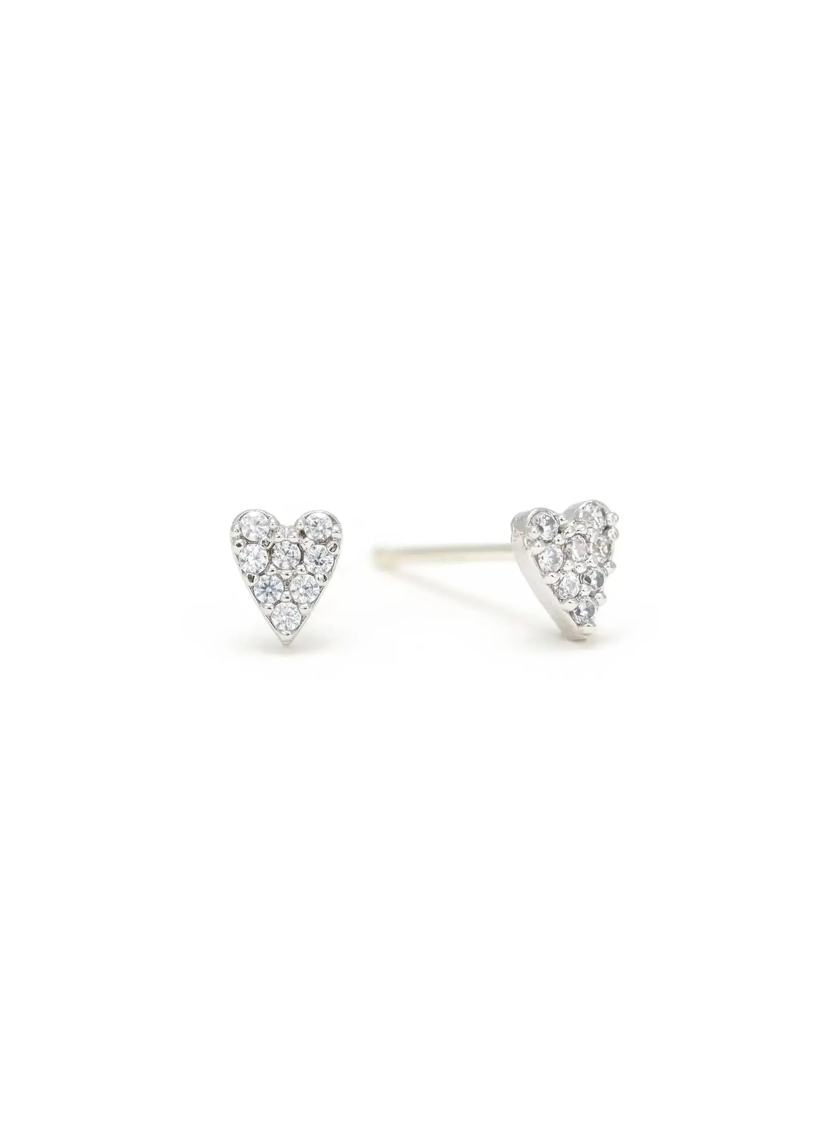 Lover's Tempo FLUTTER HEART STUD EARRINGS - STERLING SILVER POST, CUBIC ZIRCONIA