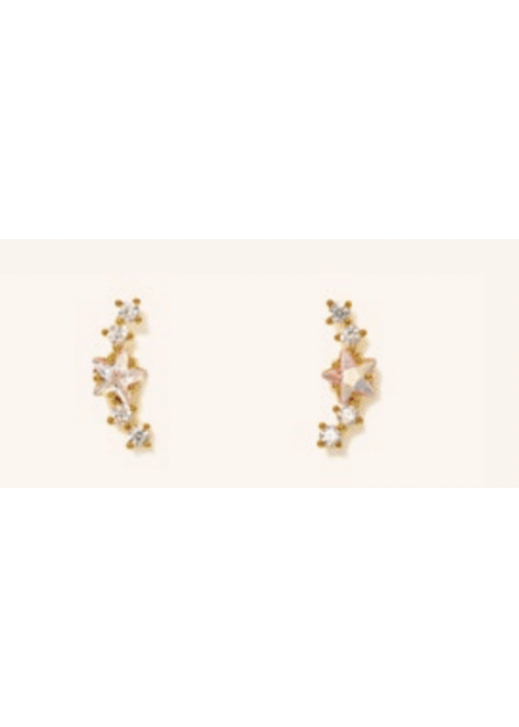 Lover's Tempo STARGAZER CLIMBER EARRINGS - 14mm, CLEAR CZ, STERLING POST, 18K GOLD PLATE