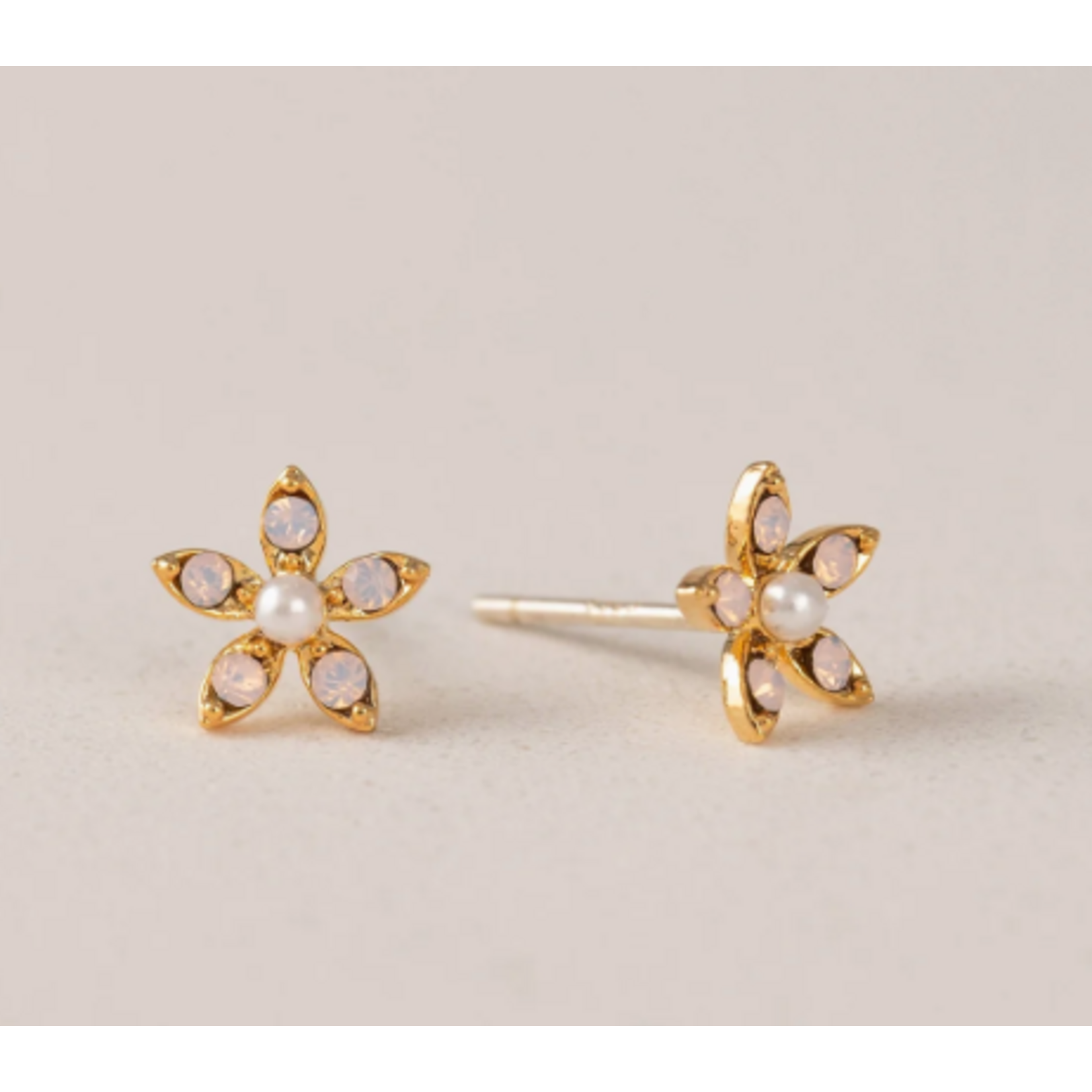 Lover's Tempo Lily Stud Earrings - Swarovski, Pink Opal, Sterling Silver Post