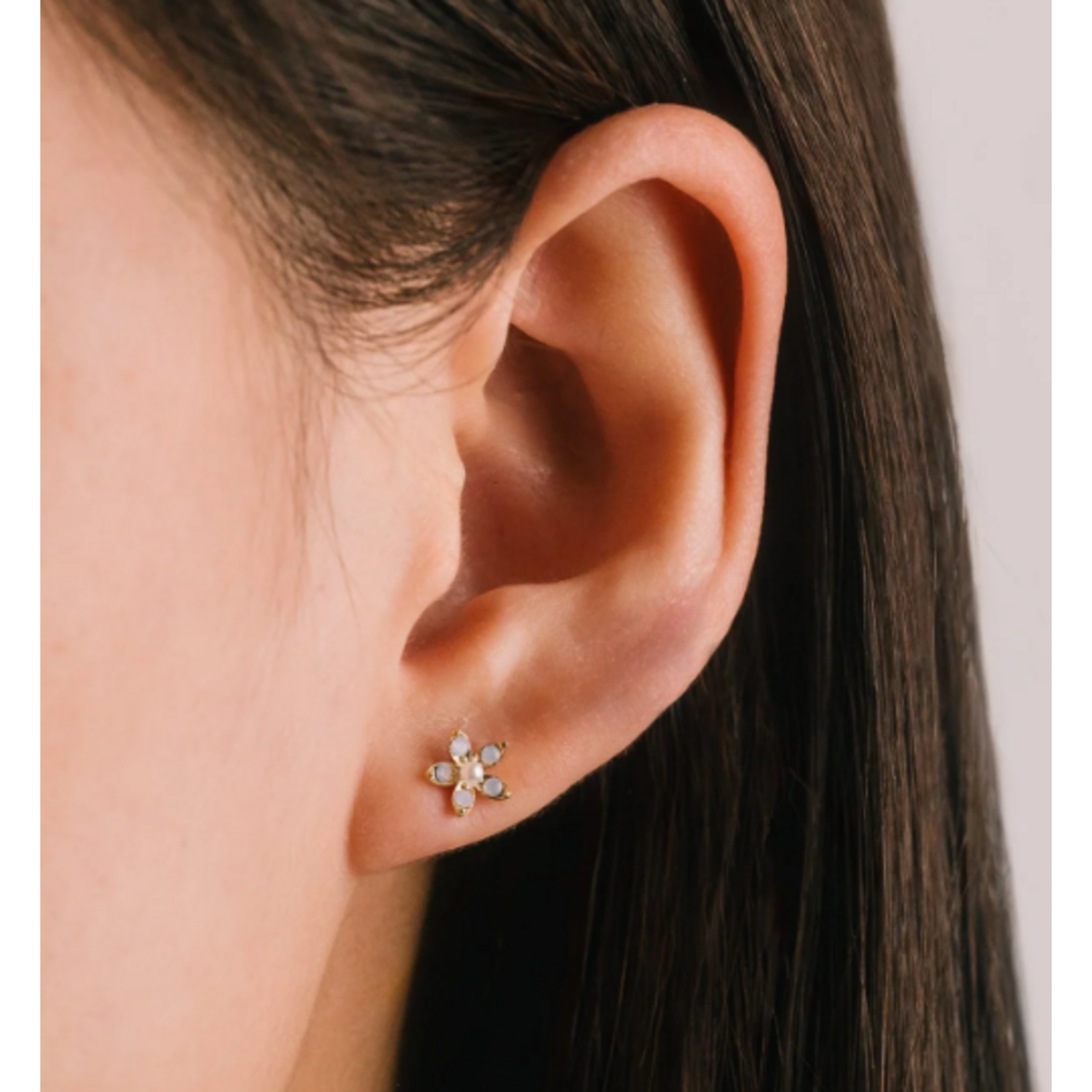Lover's Tempo Lily Stud Earrings - Swarovski, Pink Opal, Sterling Silver Post