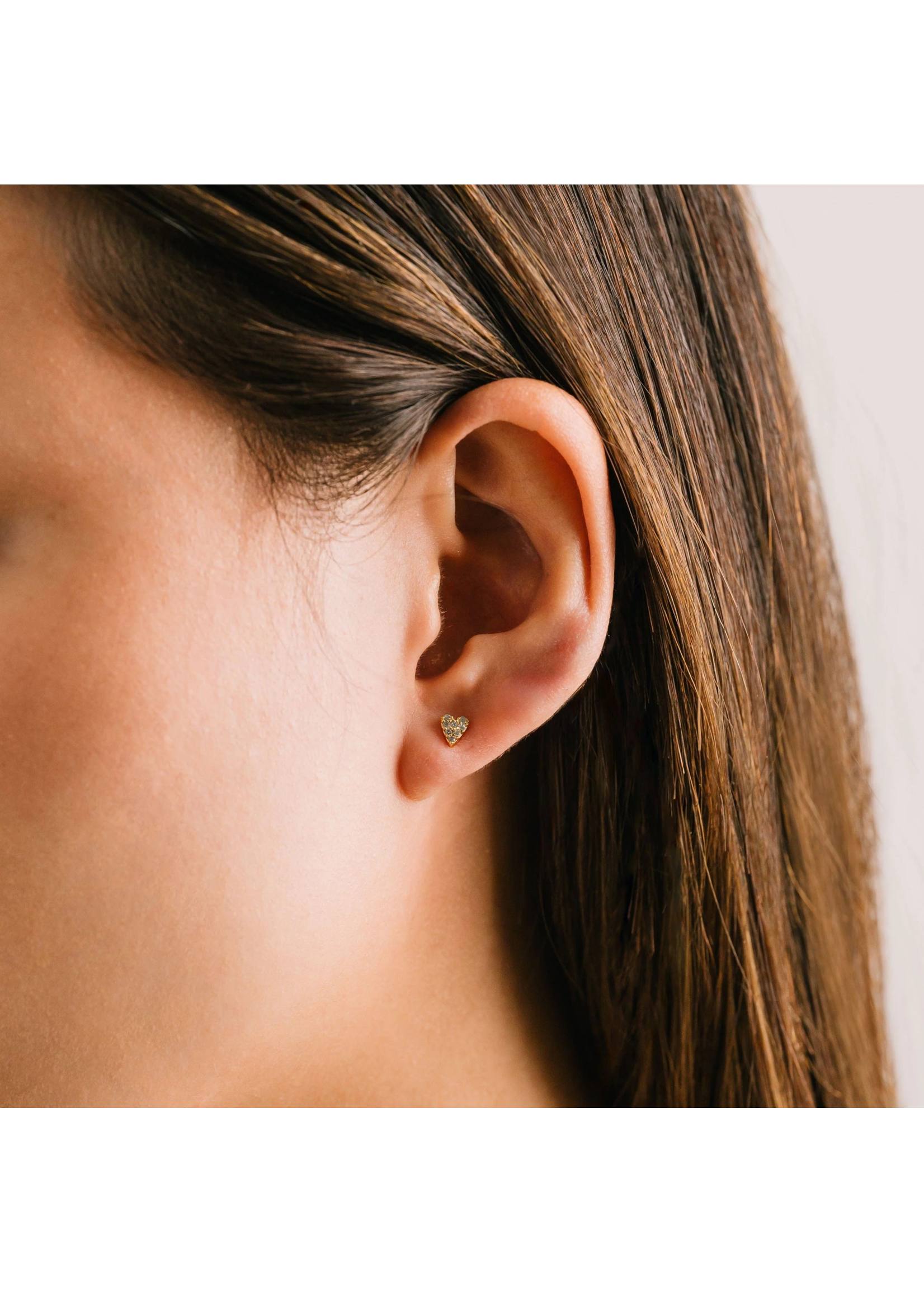 Lover's Tempo FLUTTER HEART STUD EARRINGS - GOLD, CUBIC ZIRCONIA