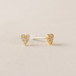 Lover's Tempo Flutter Heart Stud Earrings - Gold, CZ