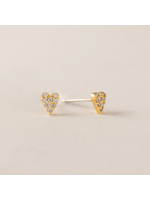 Lover's Tempo FLUTTER HEART STUD EARRINGS - GOLD, CUBIC ZIRCONIA