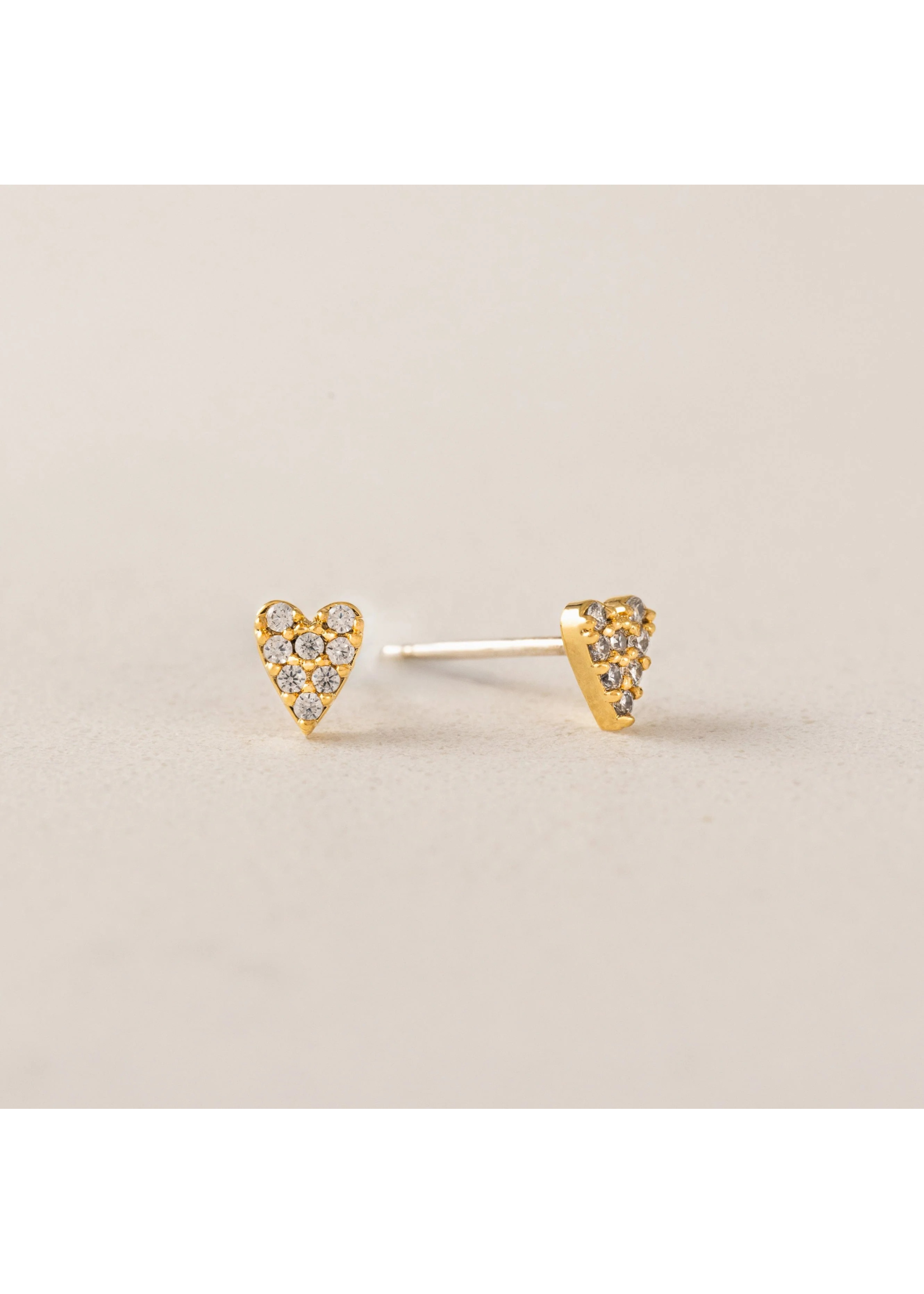 Lover's Tempo FLUTTER HEART STUD EARRINGS - GOLD, CUBIC ZIRCONIA