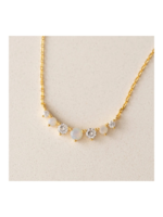 Lover's Tempo DEWDROP NECKLACE - 16-18", WHITE OPAL CZ, 18K GOLD PLATE