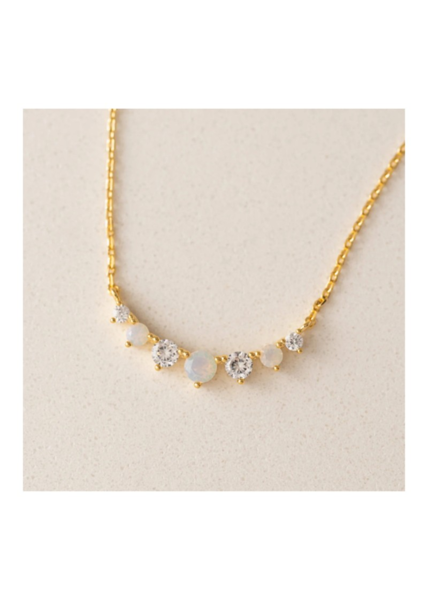 Lover's Tempo DEWDROP NECKLACE - 16-18", WHITE OPAL CZ, 18K GOLD PLATE