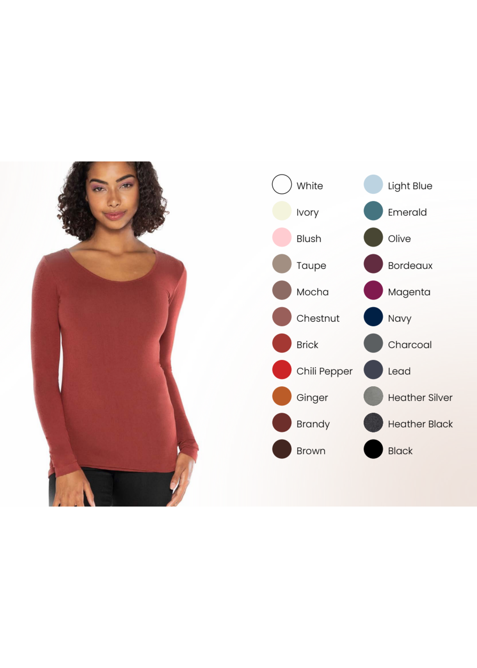 C'est Moi cebt1202-BAMBOO LONG SLEEVE SCOOP-ONE SIZE