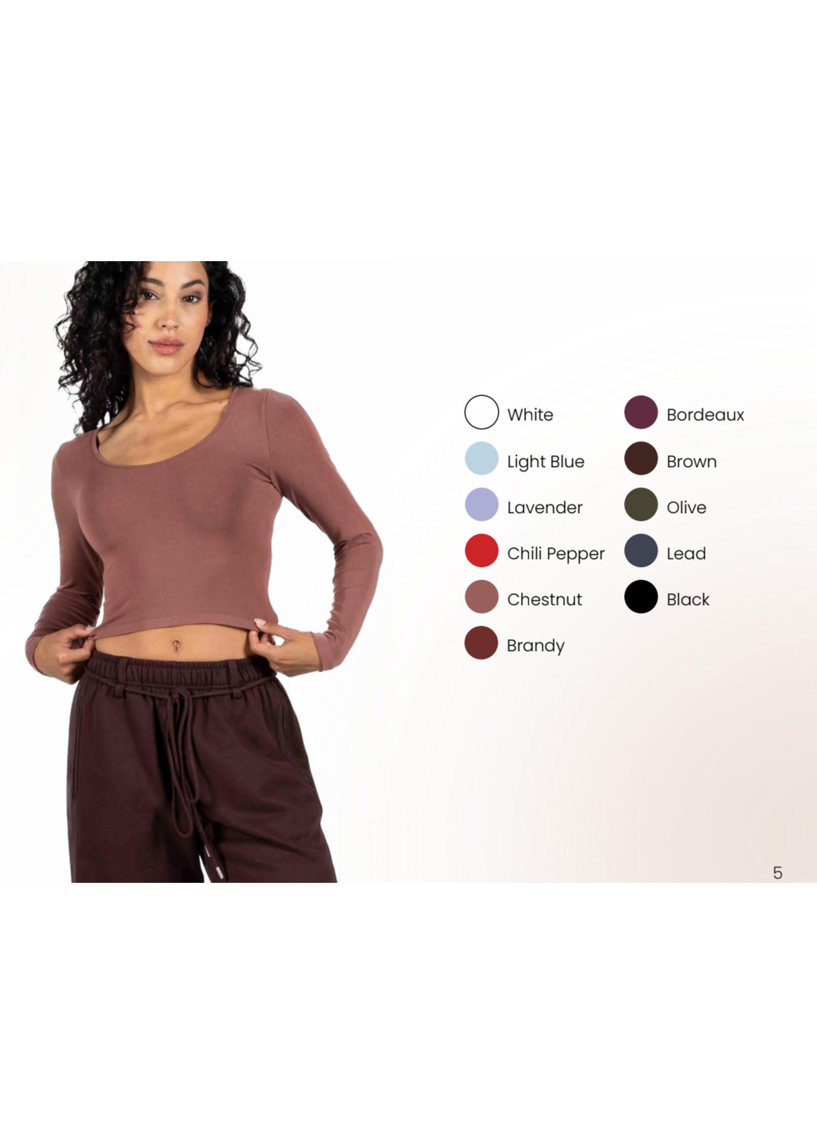 C'est Moi BAMBOO LONGSLEEVE CROP SCOOP NECK TOP- BLACK or WHITE