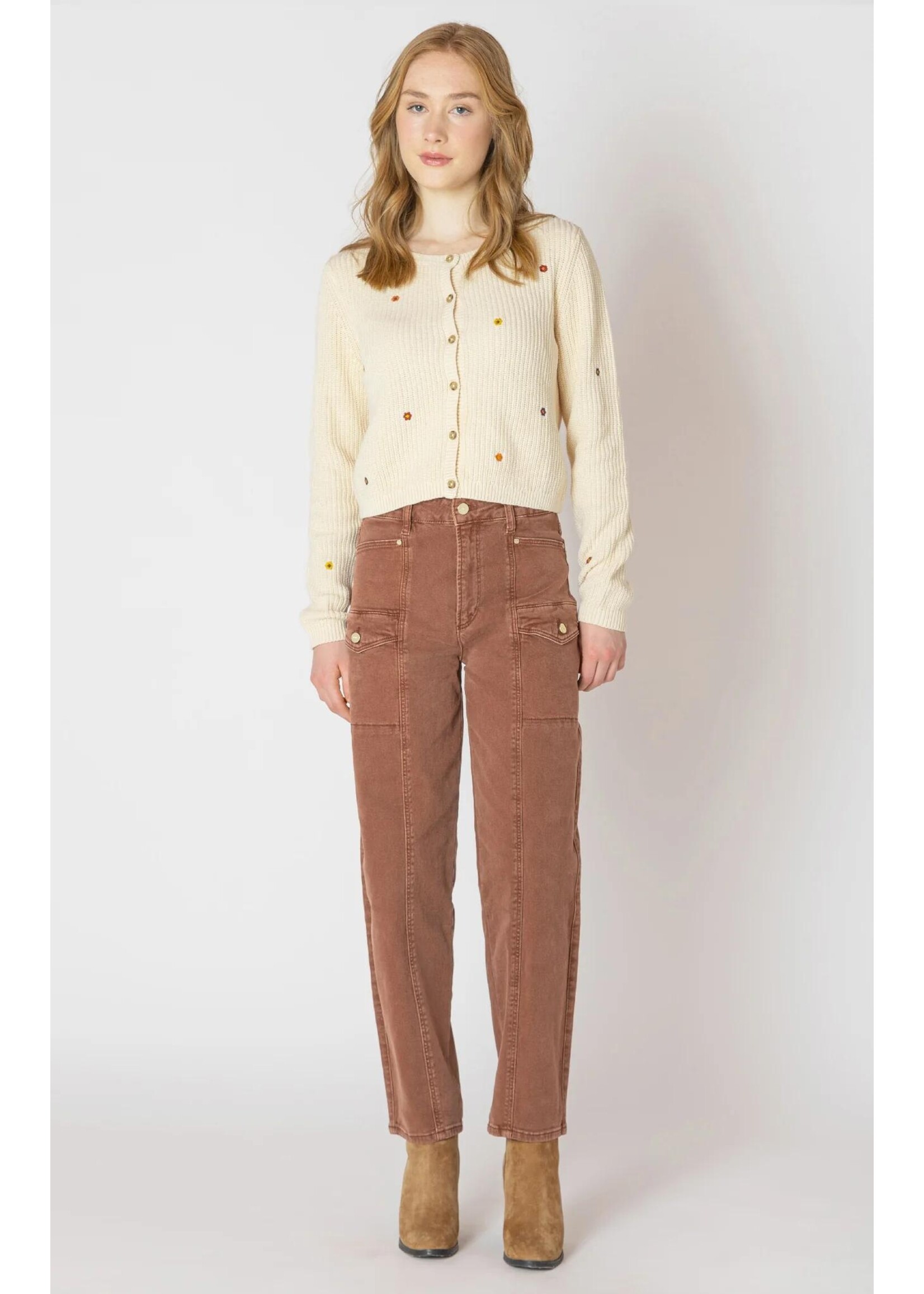 Dex Clothing EMBROIDERED CREW NECK CARDIGAN