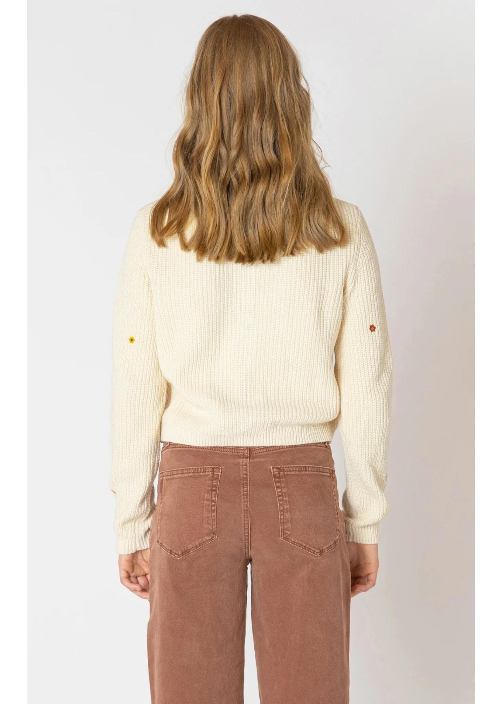 Dex Clothing EMBROIDERED CREW NECK CARDIGAN