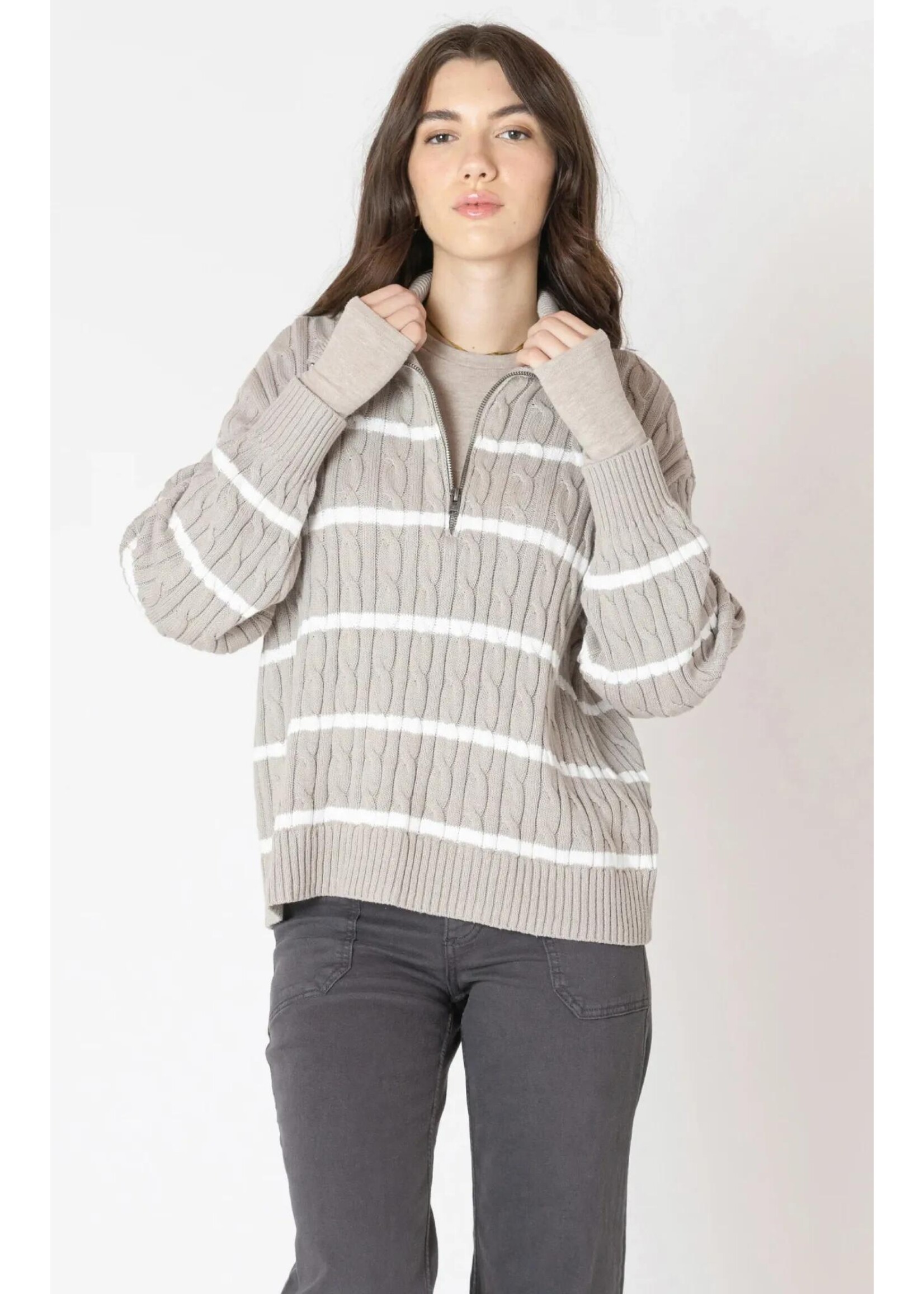 Dex Clothing 2627006 HALF ZIP CABLE SWEATER