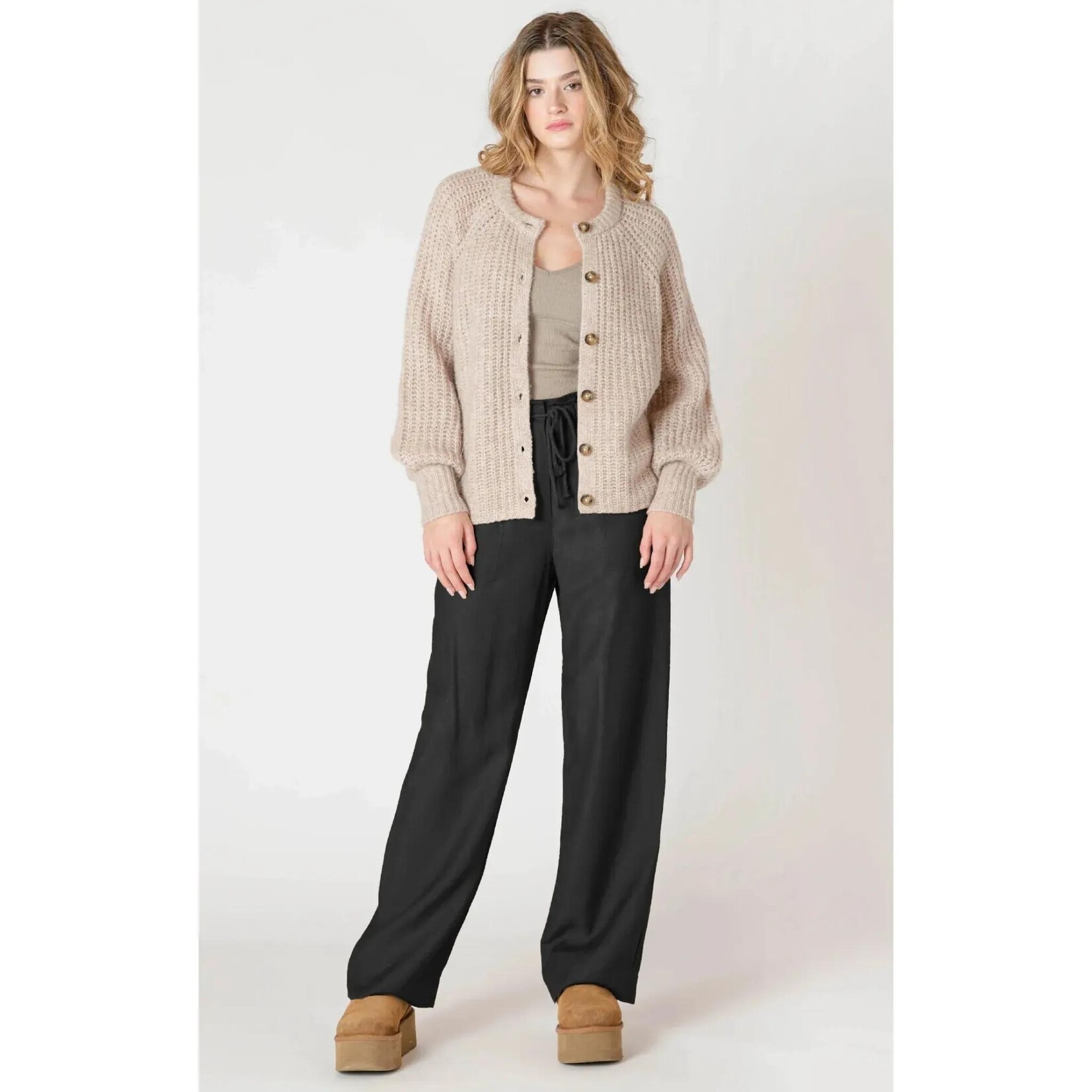 Dex Clothing 2627255 D - Crewneck Textured Cardigan - Oat Melange