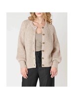 Dex Clothing CREWNECK TEXTURED CARDIGAN OAT MELANGE