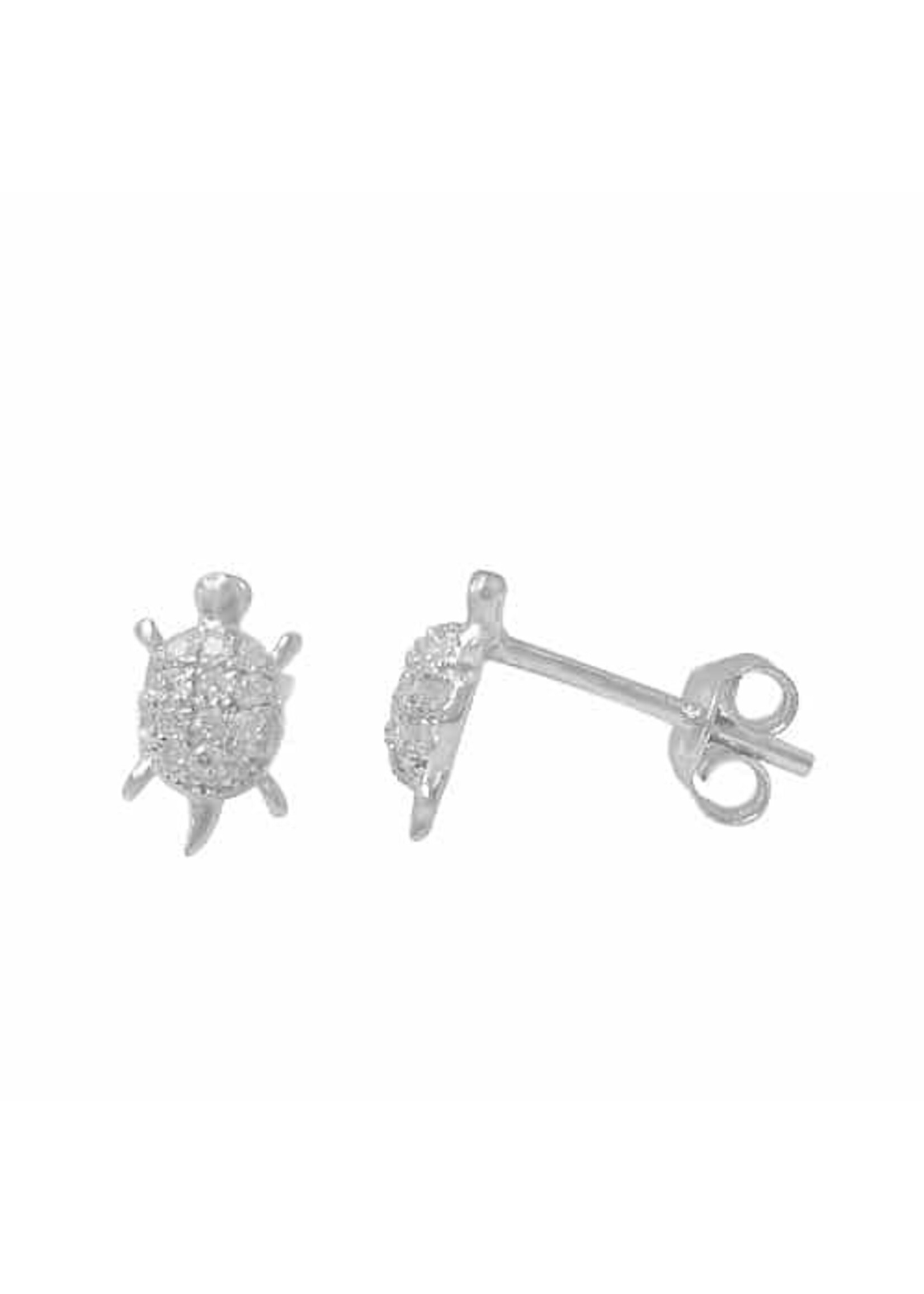 ELEMENTS ECZ7311- SEA TURTLE EARRING- STERLING SILVER, CUBIC ZIRCONIA