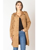 Black Tape SUEDE-LOOK BELTED TRENCH COAT