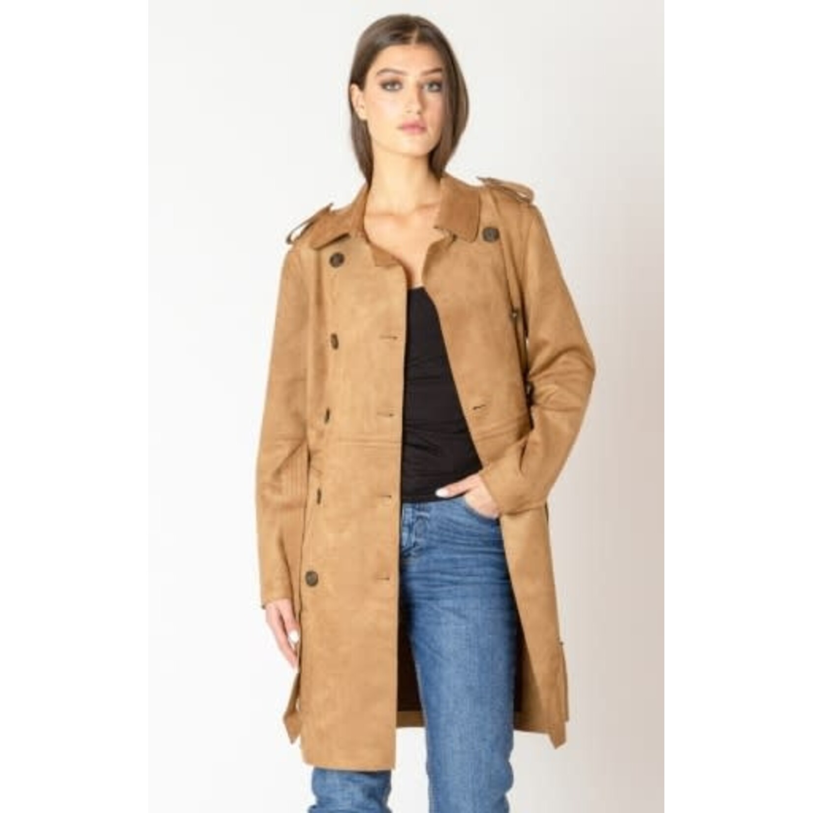 Black Tape Suede-Look Trenchcoat