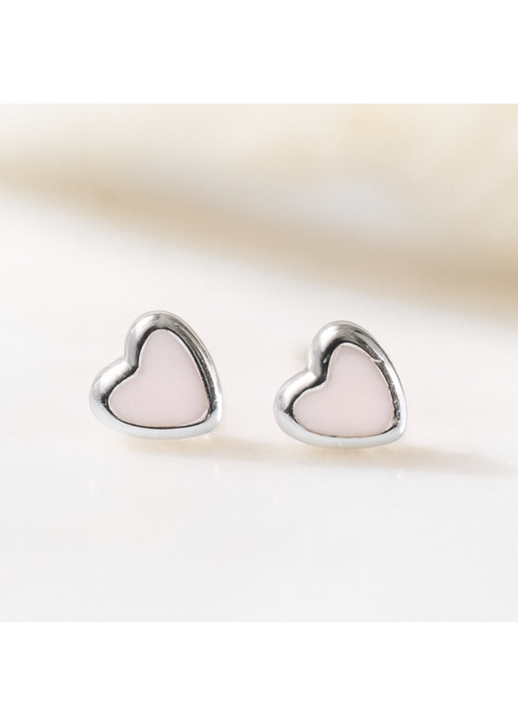 Glee Cherish Heart Studs - Rose Quartz and Sterling Silver Plater
