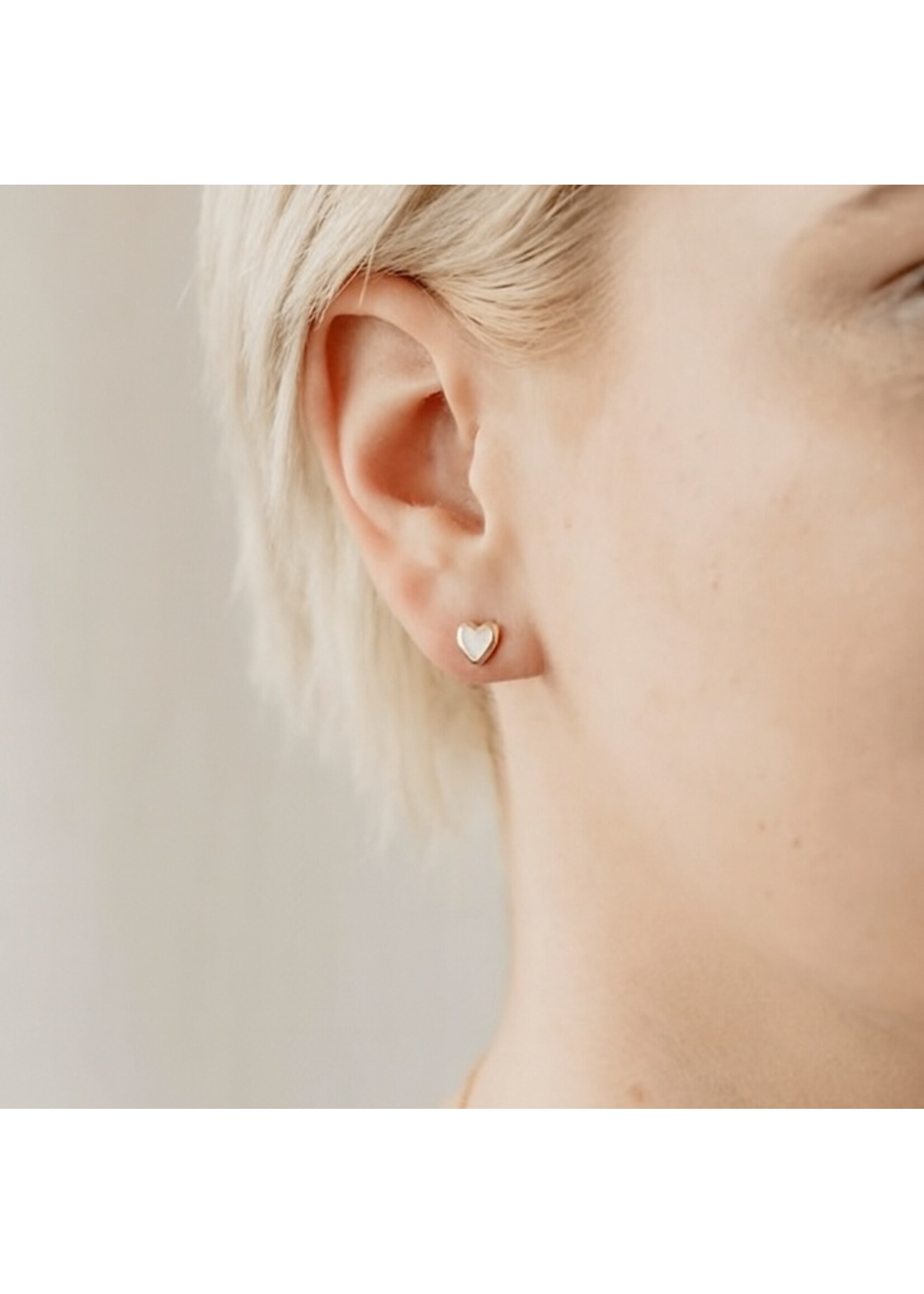 Glee Cherish Heart Studs - Rose Quartz and Sterling Silver Plater