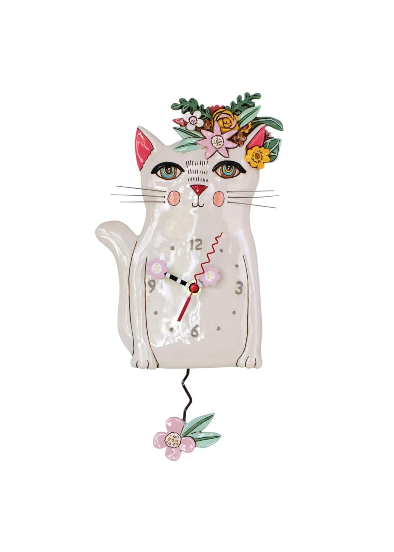 Allen Designs Pretty Kitty Wall Clock in White by Michelle Allen