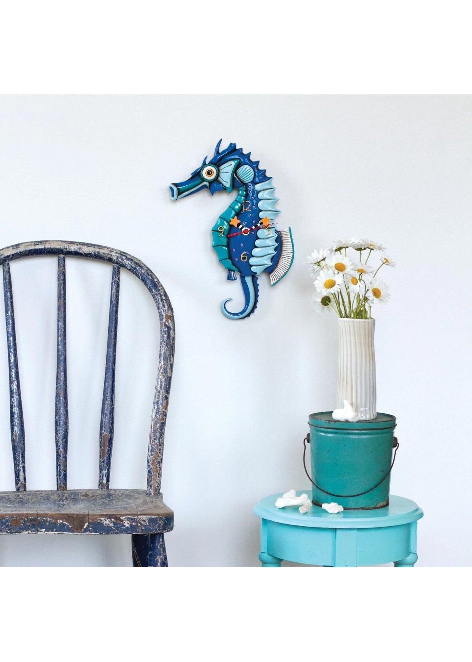 Allen Designs Salty Seahorse Wall Clock in Blue by Michelle Allen