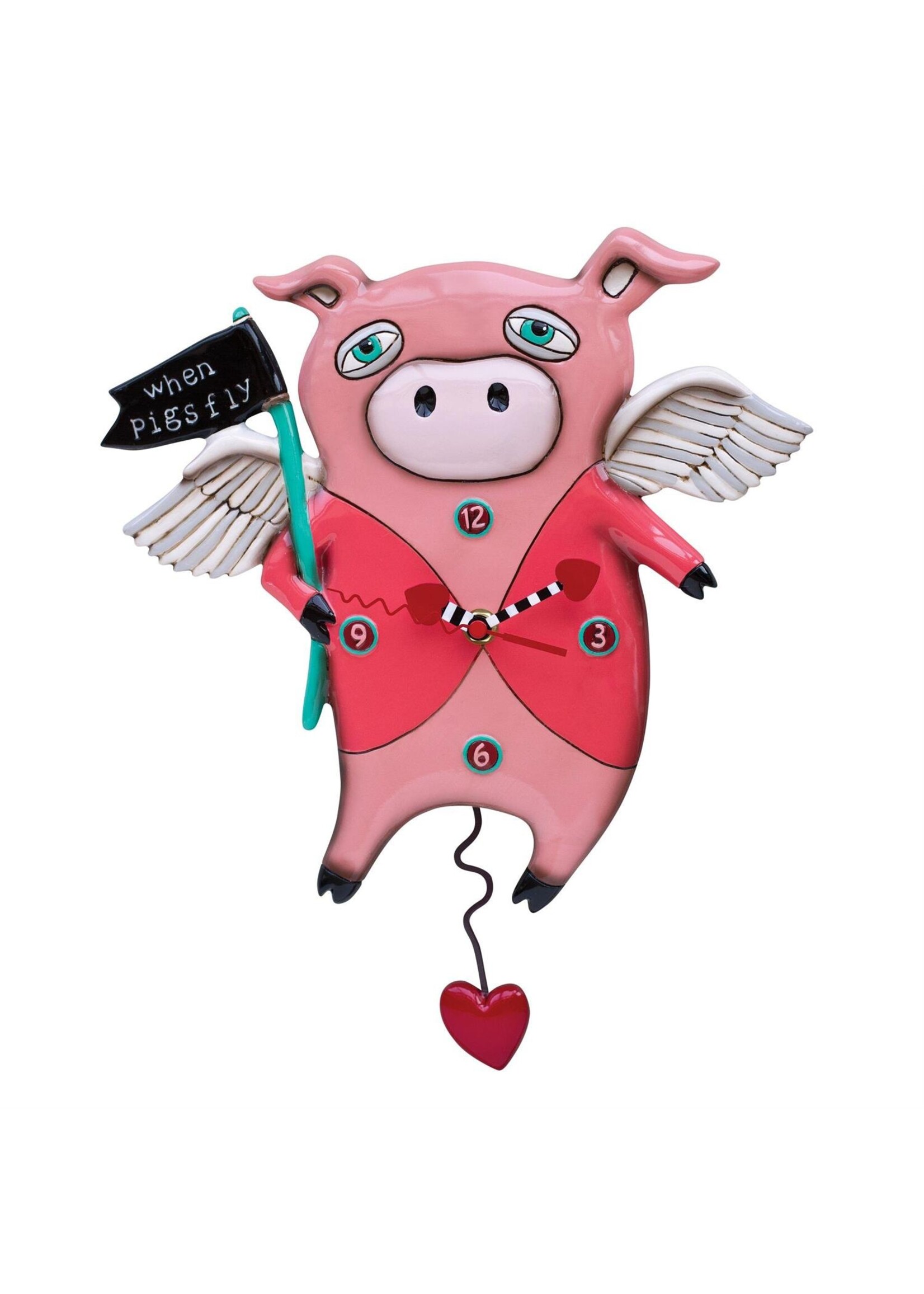 Allen Designs Pigs Fly Wall Clock  by Michelle Allen