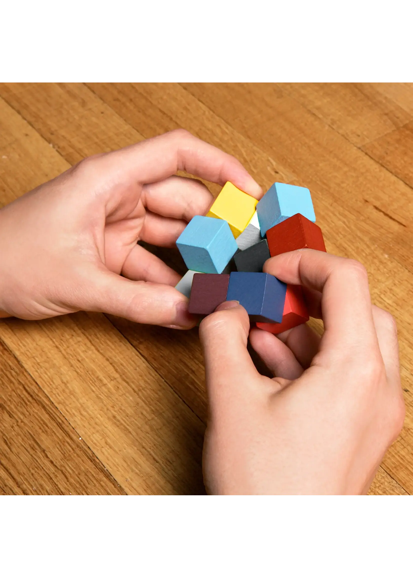 Kikkerland Elastic Cube 3D Wooden Puzzle