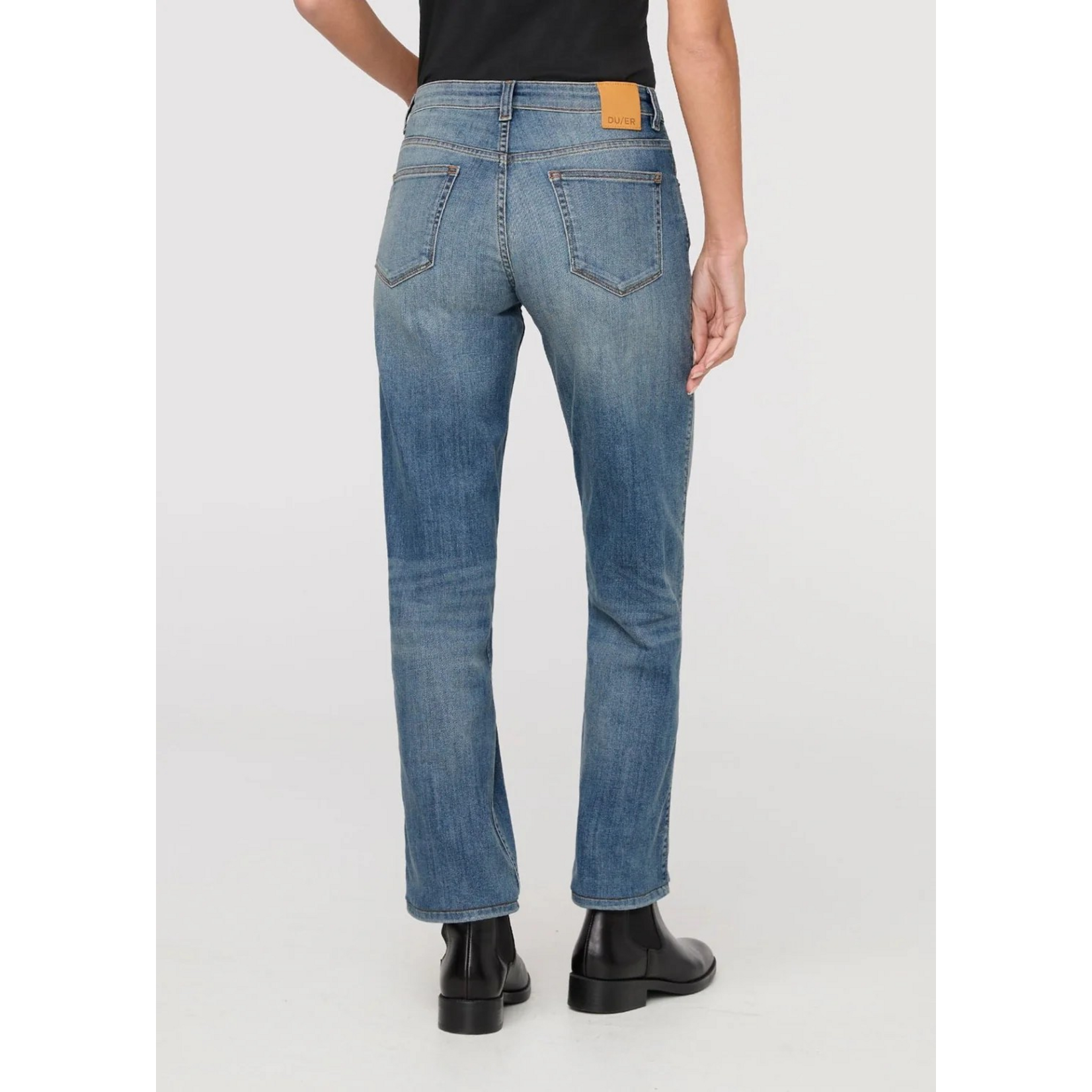 DUER WFLR6030 - Performance Denim Mid Rise Straight Jean - Blue Ash