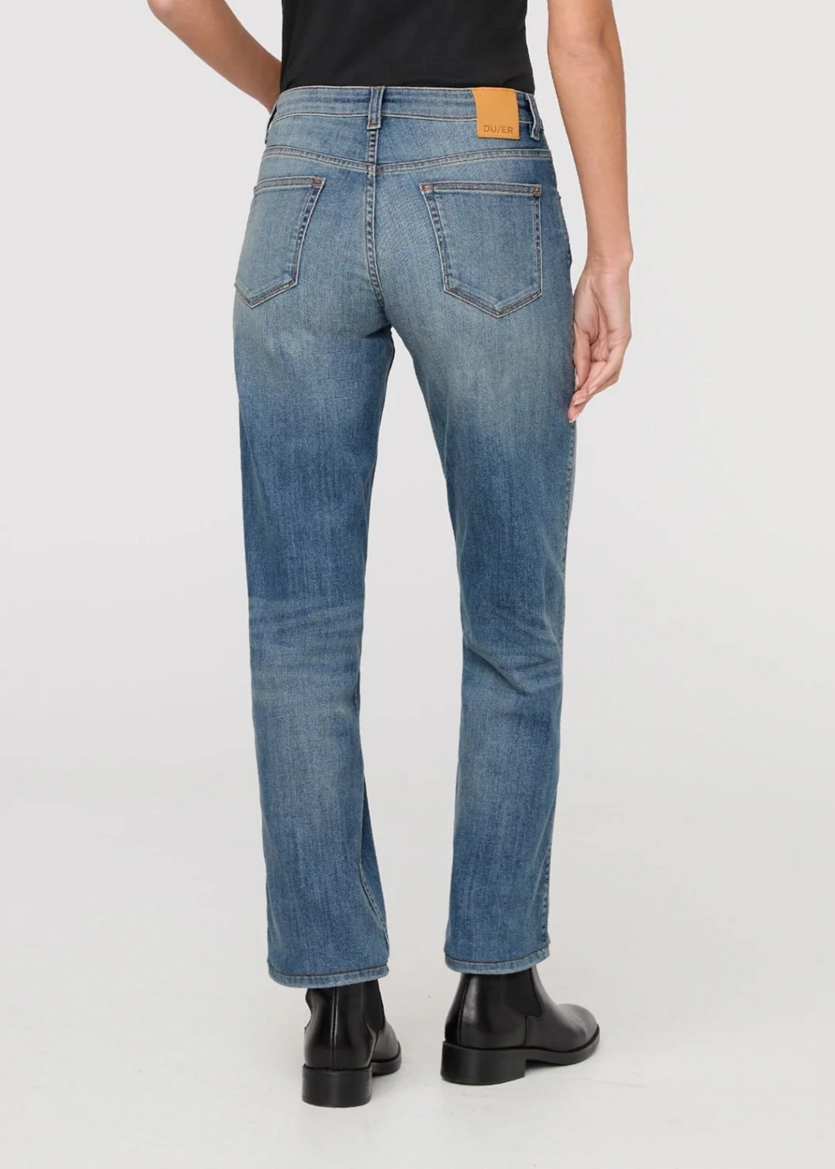 DUER WFLR6030 - Performance Denim Mid Rise Straight Jean - Blue Ash