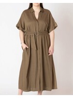 Dex Clothing Belted Midi Shirt Dress
