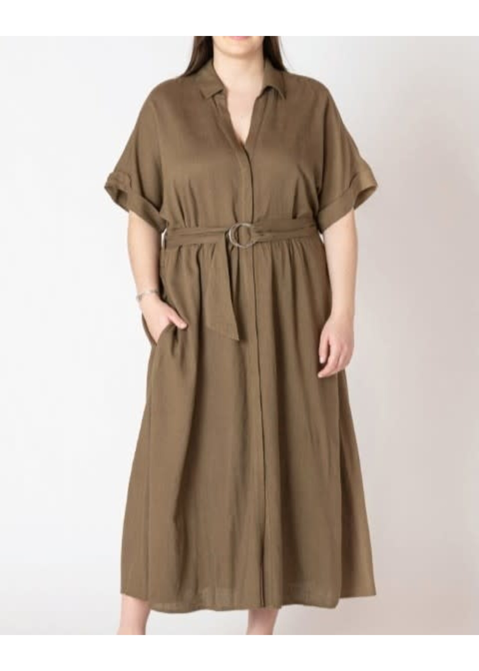 Dex Clothing 2522528 - Belted Midi Shirt Dress